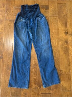 Maternity Wide-Leg Jeans with Supportive Panel in Dark Blue